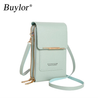 “Women’s soft leather crossbody handbag with touch screen phone purse, small wallet.”