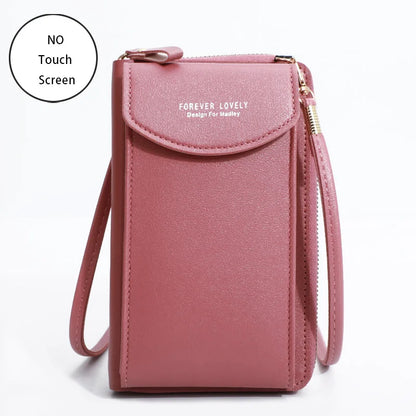 “Women’s soft leather crossbody handbag with touch screen phone purse, small wallet.”