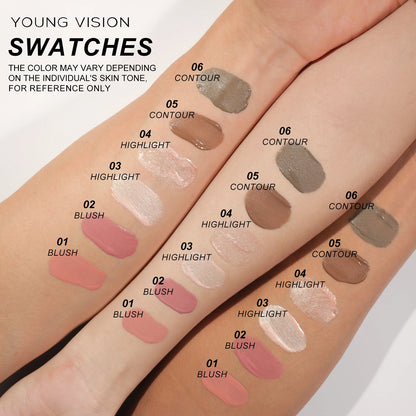 “YOUNG VISION Air Cushion Powder Blusher – High Gloss Stick, Liquid Rouge, 6 Color Options”