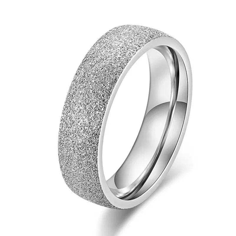 “SUNIBI Frosted Stainless Steel Ring - Simple Gold Color Wedding Jewelry for Women.”
