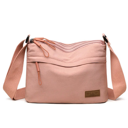 “3-Pocket High Capacity Canvas Shoulder Bag, Crossbody Purse, Ideal for Mothers”