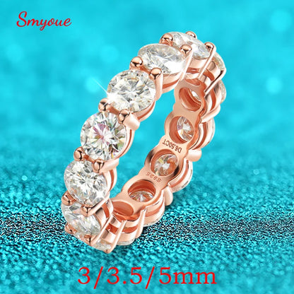 “Rose Gold Color Moissanite Rings 3-5mm Women Wedding 925 Sterling Silver Jewelry.”