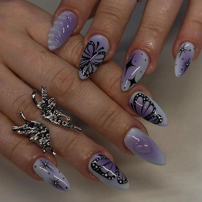 “24Pcs Matte Almond Press-On Nails – Autumn Winter Rose Leaf Design, Full Cover with Glue”