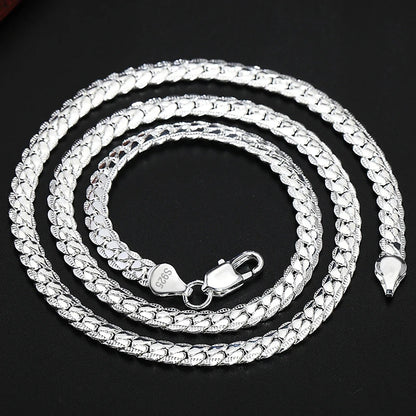 “925 Sterling Silver 6mm Side Chain Necklace - 16-24 Inch, Fashion Jewelry.”