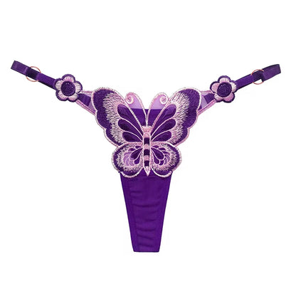 “Sexy Lace Butterfly Thong - Transparent Mesh Low Waist G-String for Women.”