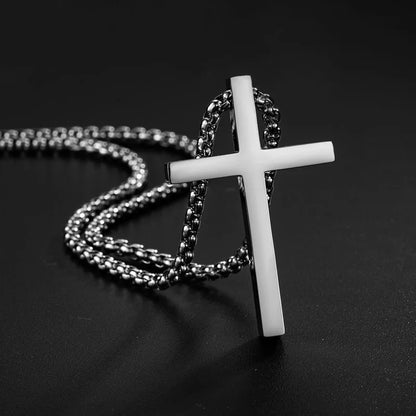 “Stainless Steel Cross Pendant Necklace - Minimalist Silver Jewelry for All.”