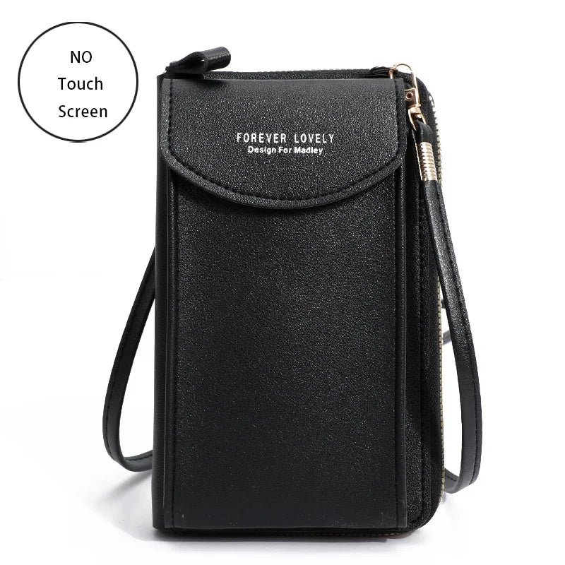 “Women’s soft leather crossbody handbag with touch screen phone purse, small wallet.”