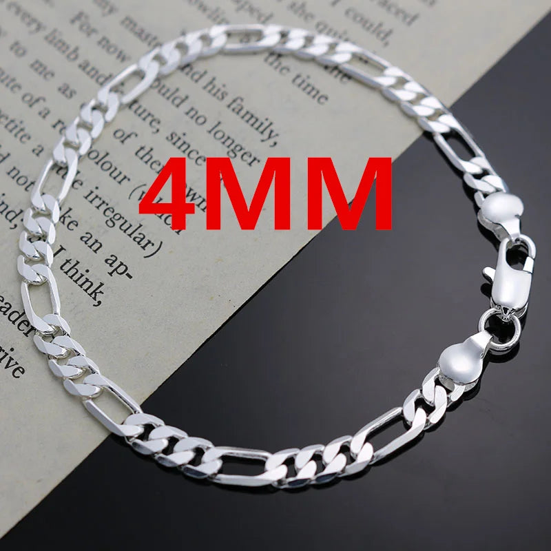 “Noble 925 Silver 4MM Chain Bracelet & Necklace Set - Jewelry for Men & Women.”