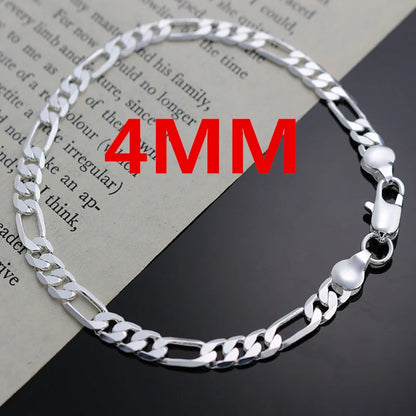 “Noble 925 Silver 4MM Chain Bracelet & Necklace Set - Jewelry for Men & Women.”
