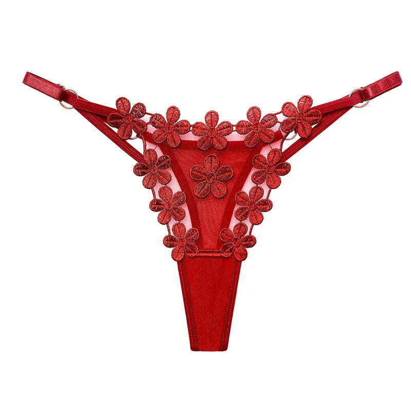 “Sexy Lace Butterfly Thong - Transparent Mesh Low Waist G-String for Women.”