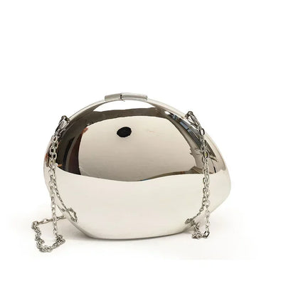 “Designer Acrylic Shell Clutch, Shiny Gold Silver Evening Crossbody Party Bag”