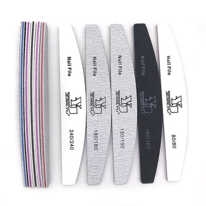 “5Pcs Professional Nail File Set, Mixed Grit for Shaping, Buffing, and Cuticle Care”