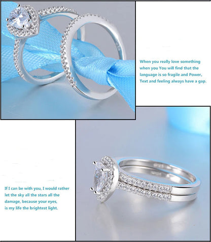 “925 Sterling Silver Teardrop Zircon Engagement and Wedding Ring Set for Women.”