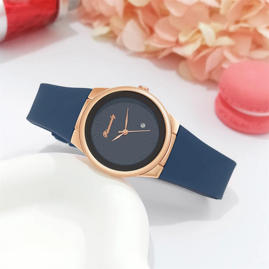 “Simple Roman Numerals Quartz Watch, Casual Silicone Strap, Stylish Ladies’ Wristwatch.”