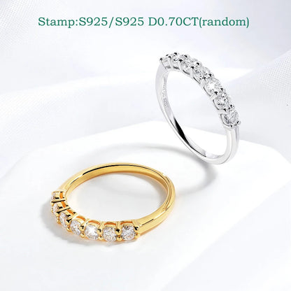 “0.7CT moissanite gemstone ring, 925 silver, stackable wedding band, white gold gift.”