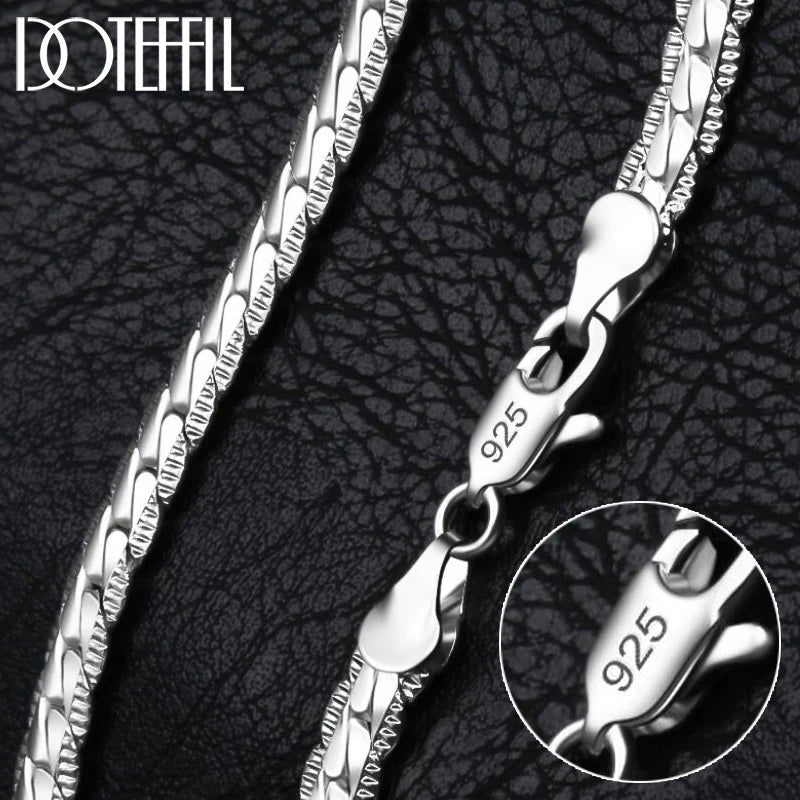 “925 Sterling Silver 6mm Side Chain Necklace - 16-24 Inch, Fashion Jewelry.”