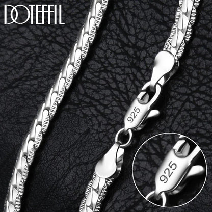 “925 Sterling Silver 6mm Side Chain Necklace - 16-24 Inch, Fashion Jewelry.”
