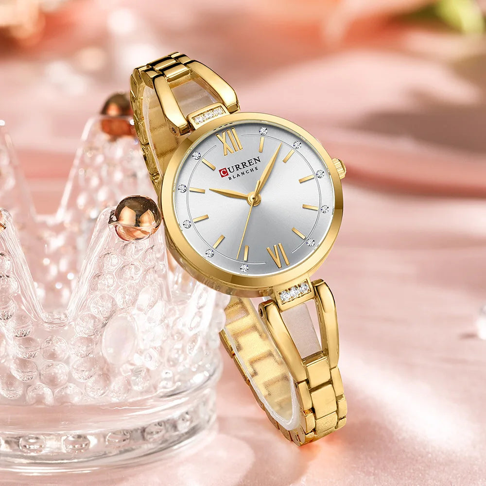 “Quartz Watch for Women Elegant Luxury Stainless Steel Strap Fashion Wristwatch.”
