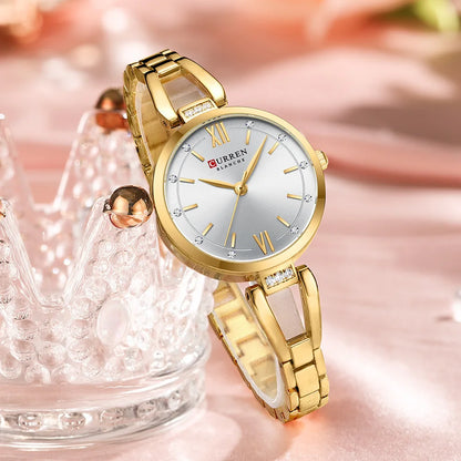 “Quartz Watch for Women Elegant Luxury Stainless Steel Strap Fashion Wristwatch.”