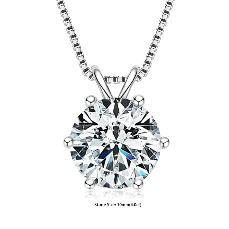 "GRA Certified 0.5-5ct Moissanite Pendant, 925 Sterling Silver Necklace, Elegant Gift for Women."