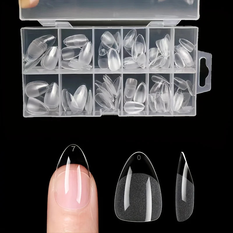 “120Pcs Full Cover Gel Nail Tips, Stiletto, Almond, Square, Coffin French Styles”