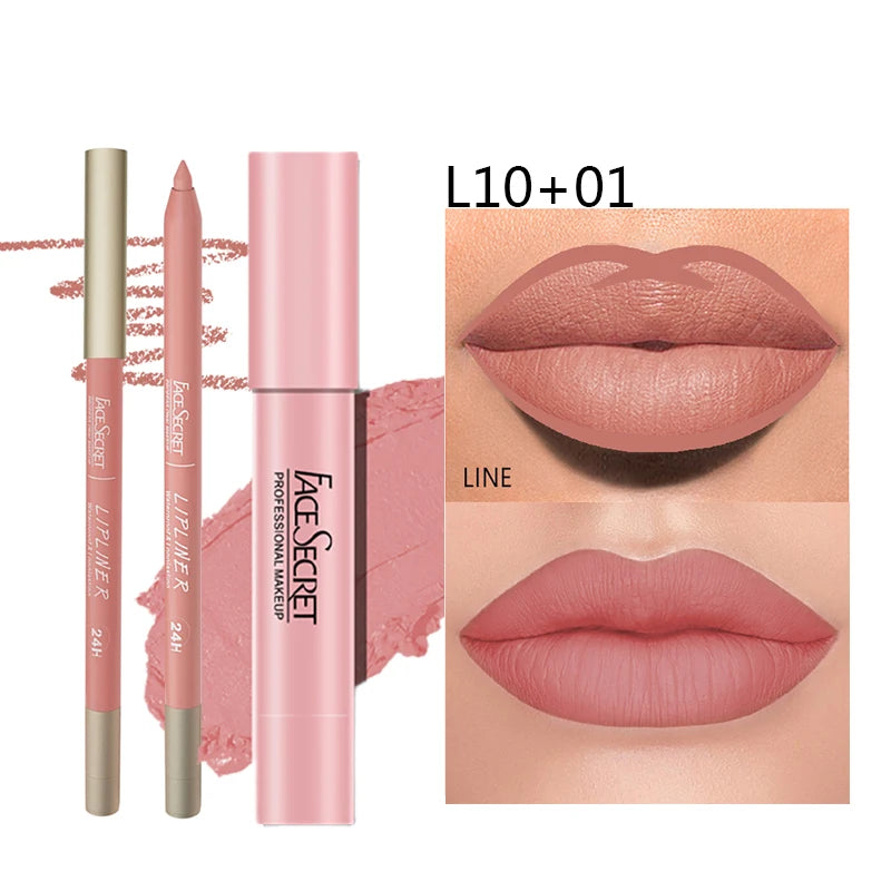 “Matte Lipliner & Lipstick Set – Waterproof, Long-Lasting, Soft Matte Color for Women”