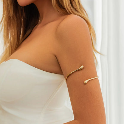 “FTCY Vintage Simple Upper Arm Bracelet – Geometric Water Drop Shape, Adjustable Bangle for Women”