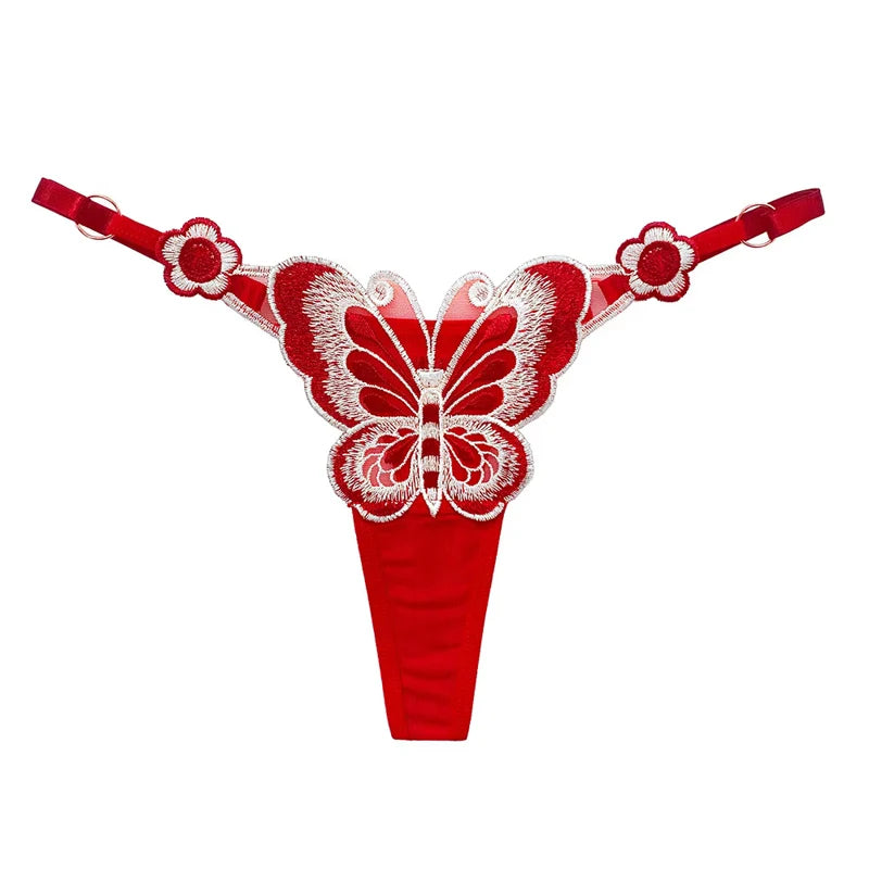 “Sexy Lace Butterfly Thong - Transparent Mesh Low Waist G-String for Women.”