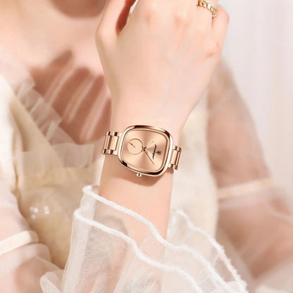 “Luxury Waterproof Stainless Steel Quartz Watch for Women, Elegant High-Quality Timepiece.”