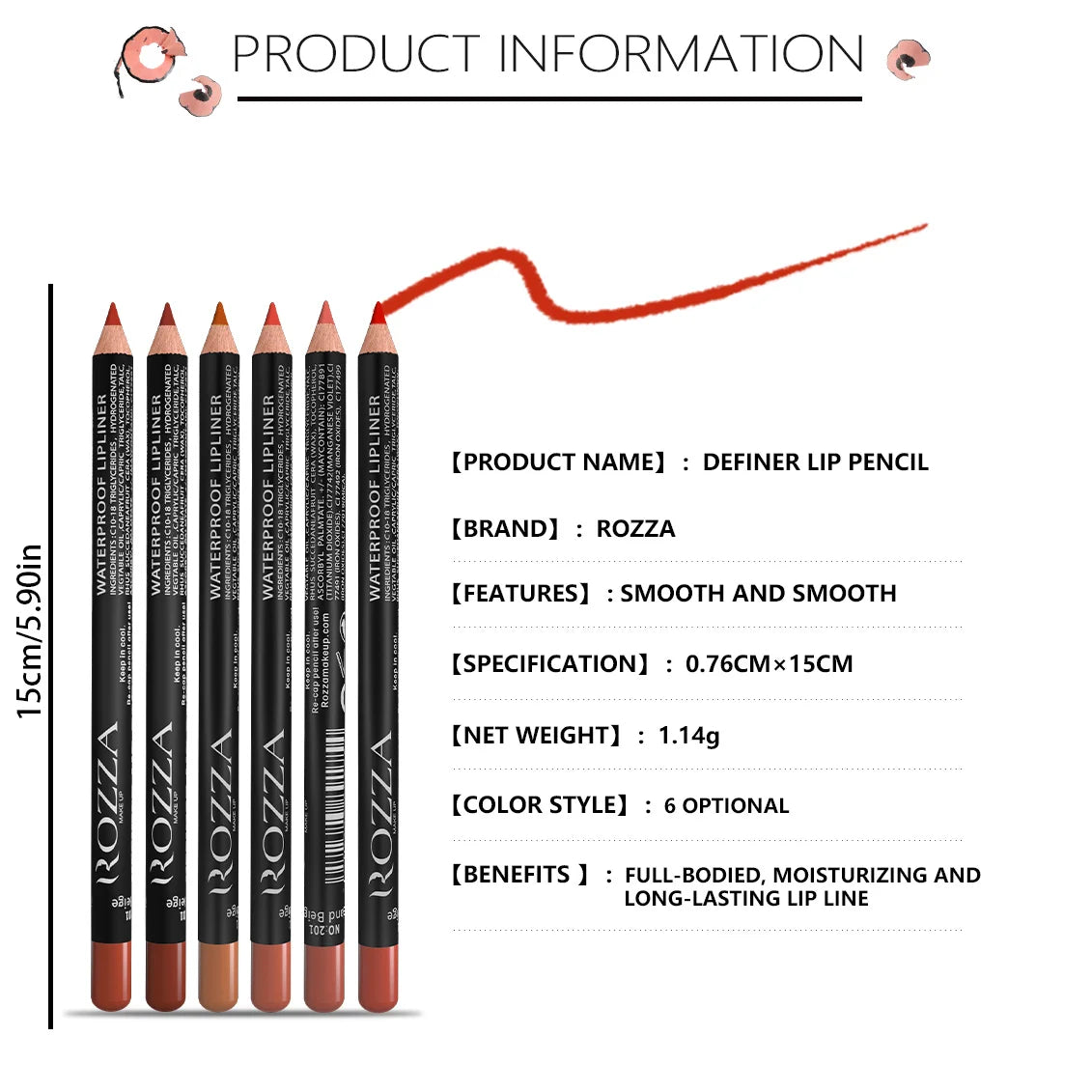 “14-Color Nude Matte Lipstick Pencil – Long-Lasting, Waterproof, High Pigmented Lip Liner”
