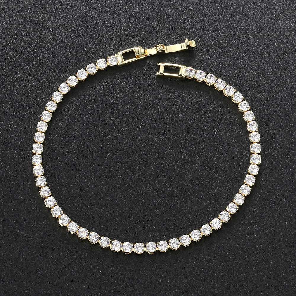 “2.5mm Zircon Tennis Bracelet for Women, Thin Chain Charm Wedding Jewelry”