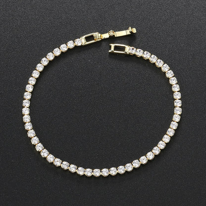“2.5mm Zircon Tennis Bracelet for Women, Thin Chain Charm Wedding Jewelry”