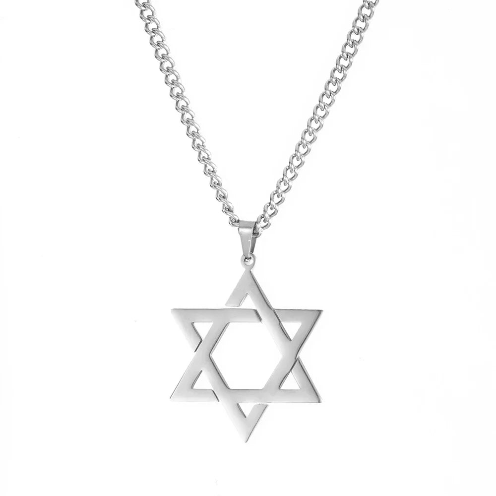 “Gold Star of David Hexagram Choker Necklace Unisex Stainless Steel Jewish Jewelry.”