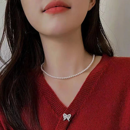 “New Vintage White Pearl Choker Necklace - Elegant Design for Women, Wedding & Party Gift.”