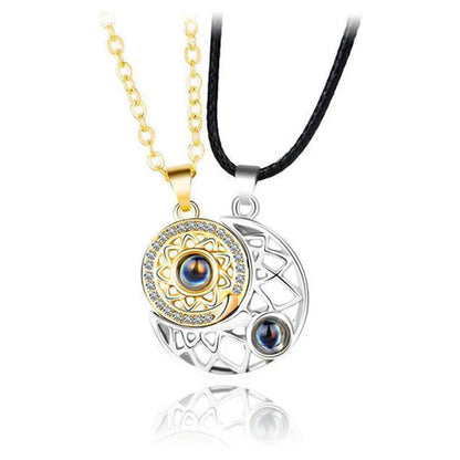 “Simple Couple Pendant Necklace – Electrocardiogram & Magnetic Heart Design, Valentine’s Day Gift”
