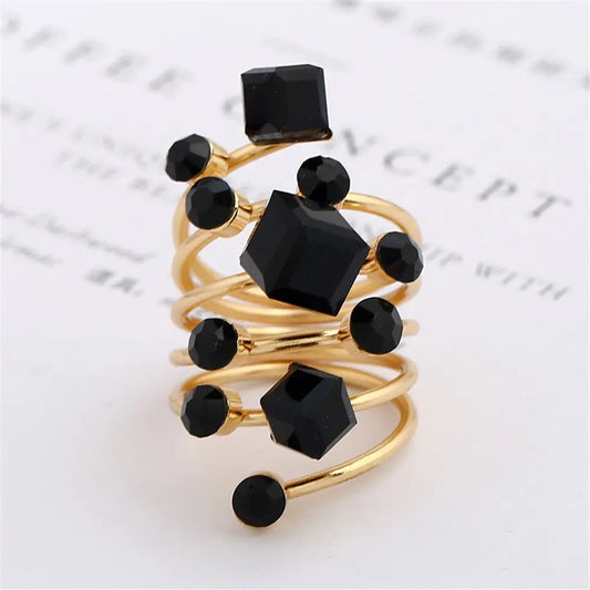 “Luxury Vintage Stone Ring - Antique Rhinestone & Crystal Wedding Ring for Women.”