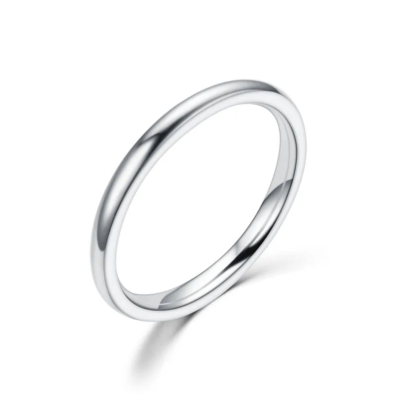 “2mm Thin Stainless Steel Rings - Rose Gold Titanium Steel for Women & Girls.”
