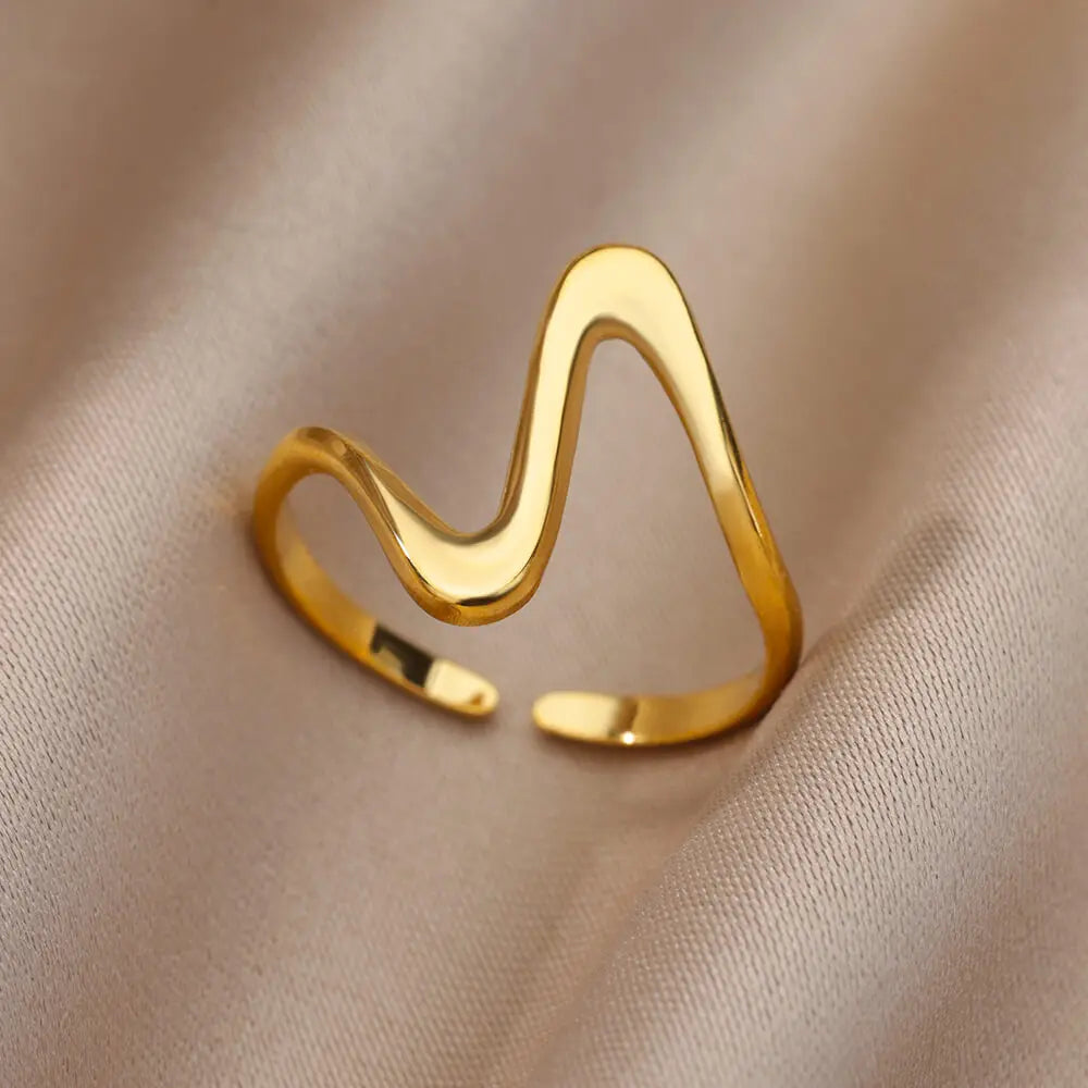 “Trendy Gold Stainless Steel Rings for Women - Perfect Wedding & Couple Jewelry.”