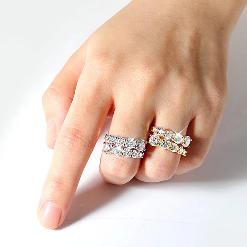 “Full Moissanite ring, 10 gems, 925 sterling silver, flawless wedding band.”