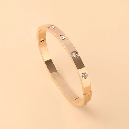 “Fashion Stainless Steel Cubic Zirconia Bracelet Couple Holiday Party Everyday Jewelry Gift”