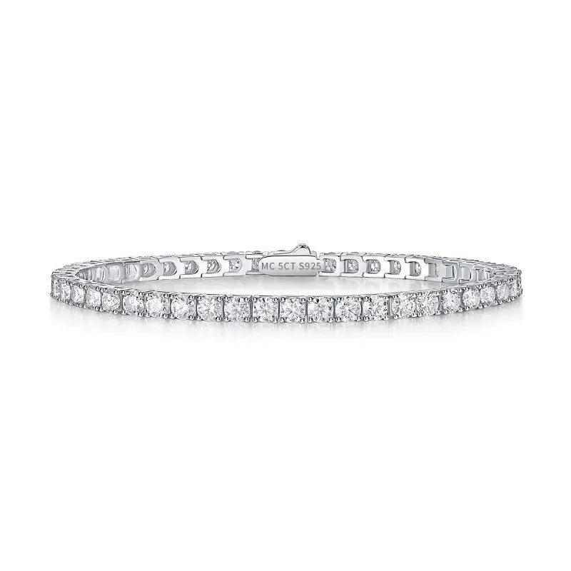 “925 sterling silver tennis bracelet with 0.3CT moissanite, elegant full-row design.”