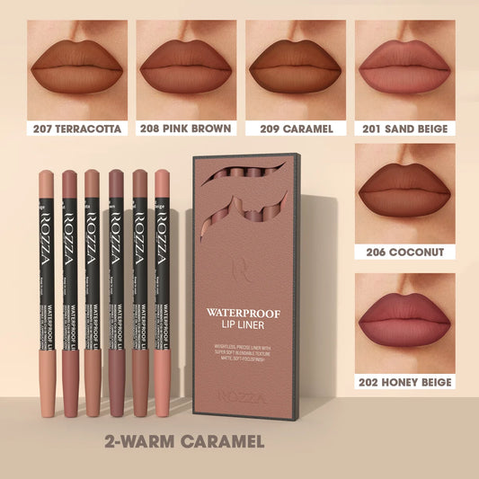 “Rozza Waterproof Lip Liner Pencil Set – Weightless, Precise, Soft, and Blendable Matte Texture”