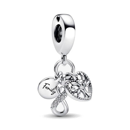 “925 Silver Family Charm Pendant - Sparkling Boy/Girl Bead for Pandora Bracelet.”