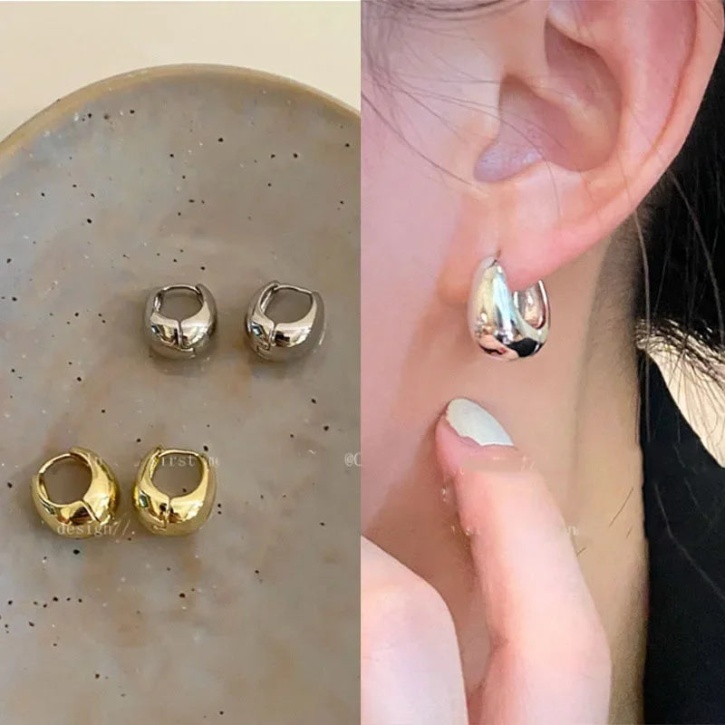“925 Sterling Silver Gold Round Earrings – Vintage, Trendy, Allergy-Free Jewelry for Women”