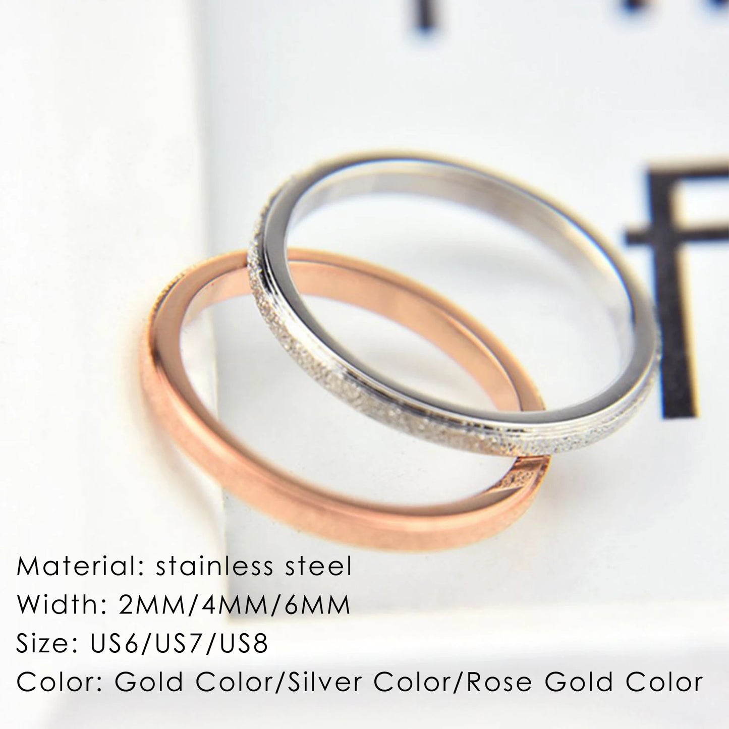 “SUNIBI Frosted Stainless Steel Ring - Simple Gold Color Wedding Jewelry for Women.”