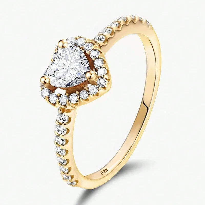 “Shiny Zircon Heart Ring - 925 Sterling Silver Luxury Jewelry for Engagements & Weddings.”