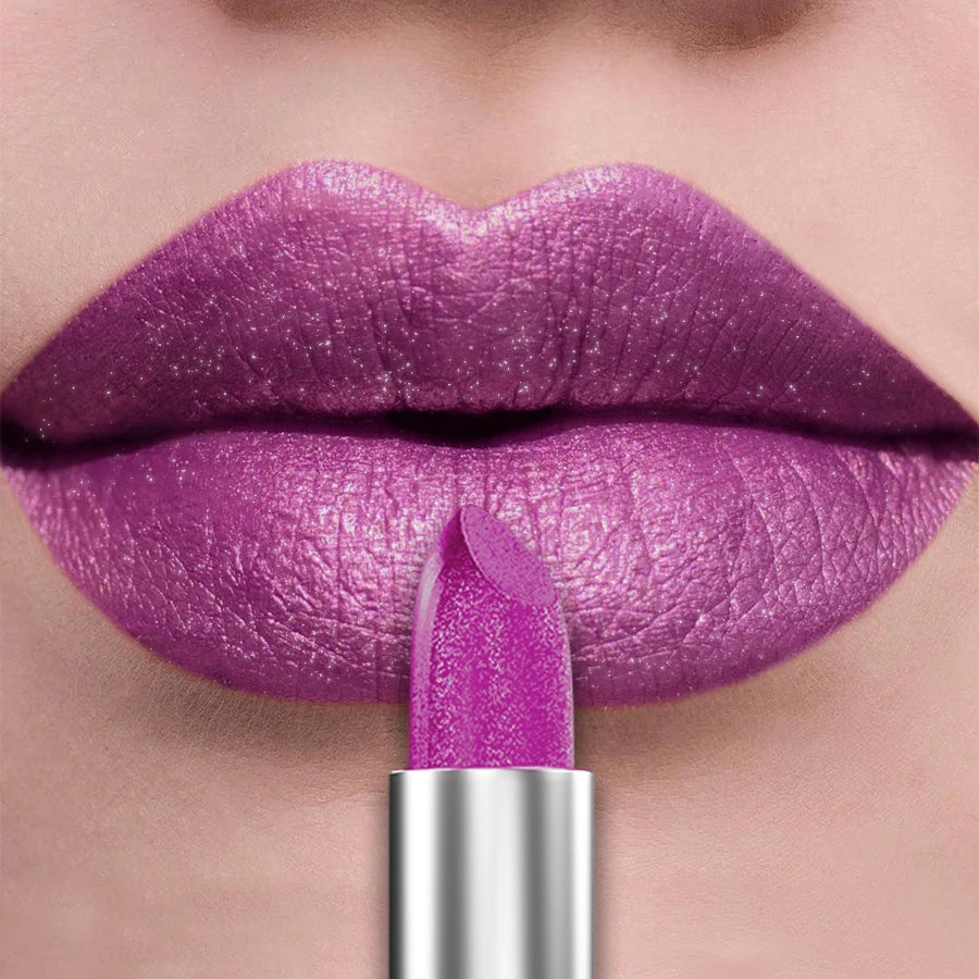 “21-Color Metallic Lipstick – Bold, Glittery, Long-Lasting Pearlescent Matte Lip Tint”