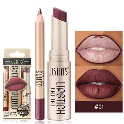 “12-color lip liner and matte lipstick set, long-lasting, easy coloring.”