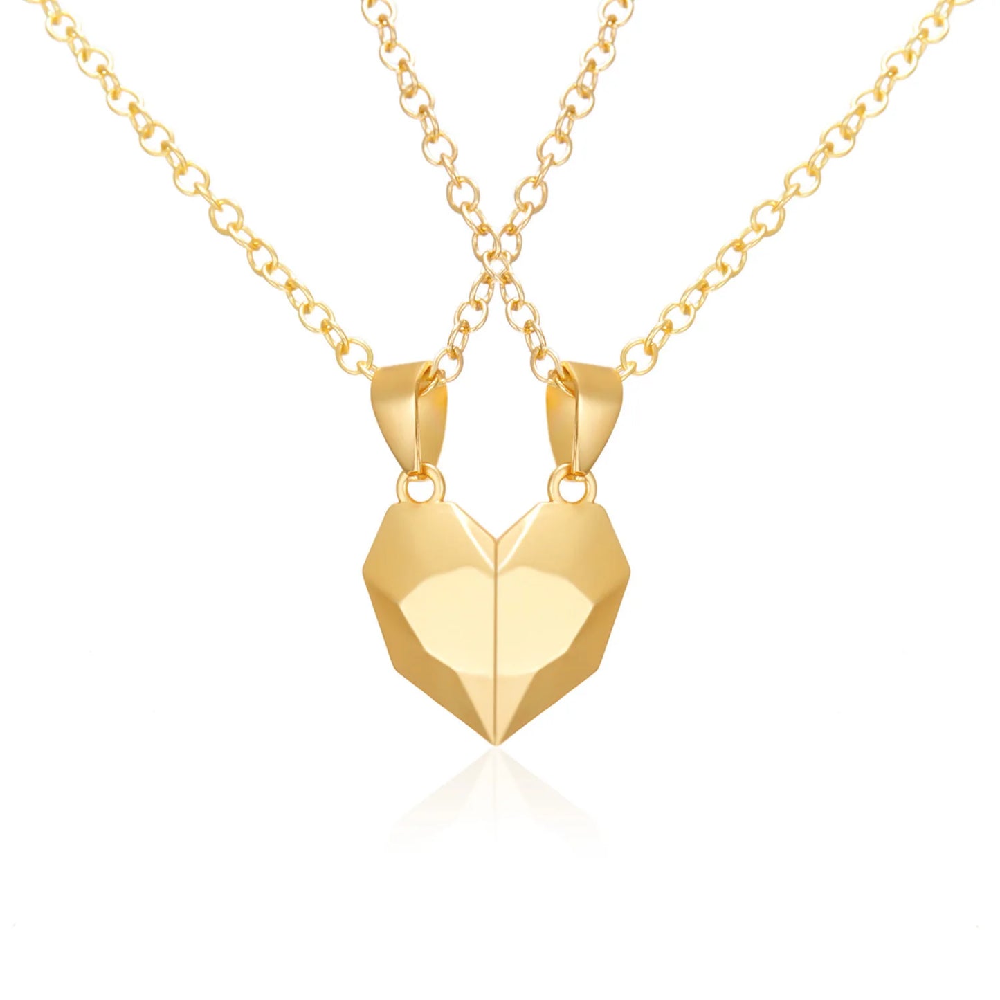 “Simple Couple Pendant Necklace – Electrocardiogram & Magnetic Heart Design, Valentine’s Day Gift”