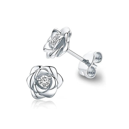 “Huitan Eternity Love Heart Earrings - Silver/Gold Color Fashion Studs for Women.”